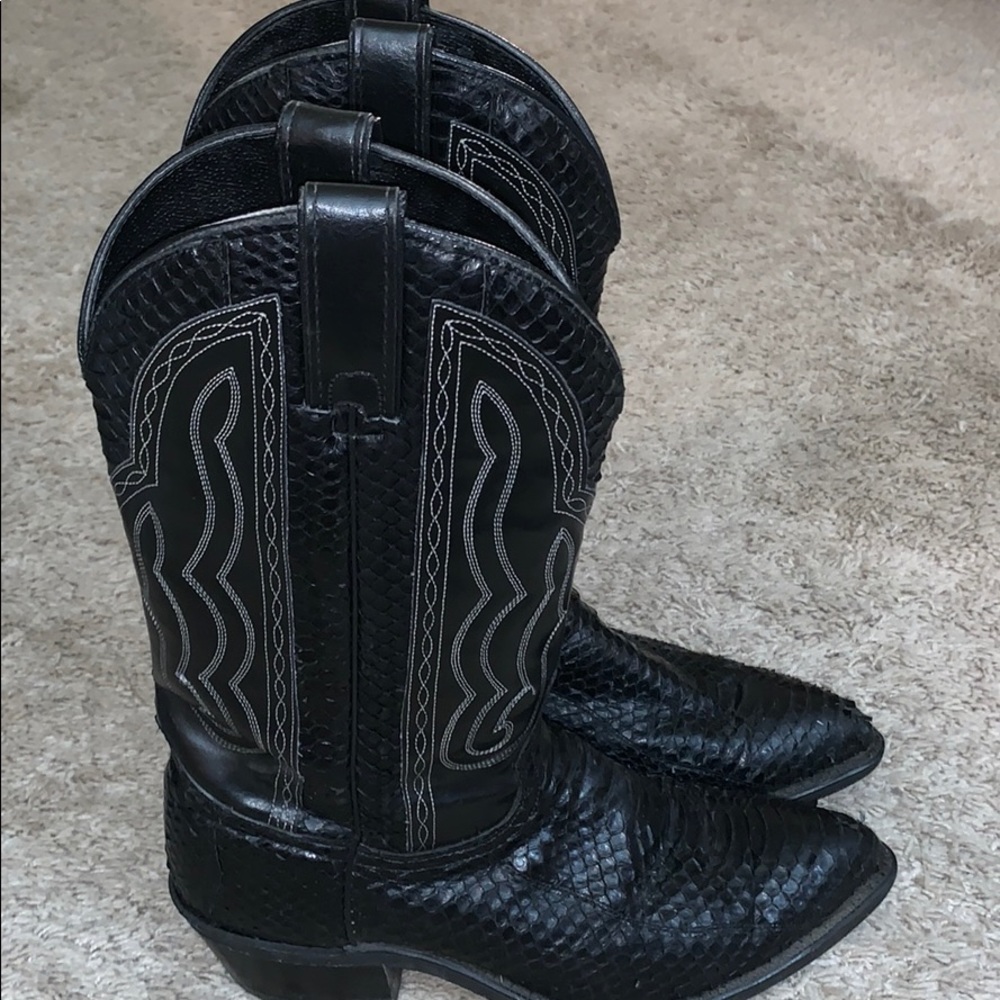 Black Python Western Boots